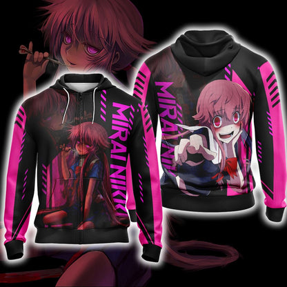 Future Diary Mirai Nikki New Unisex 3D T-shirt Zip Hoodie