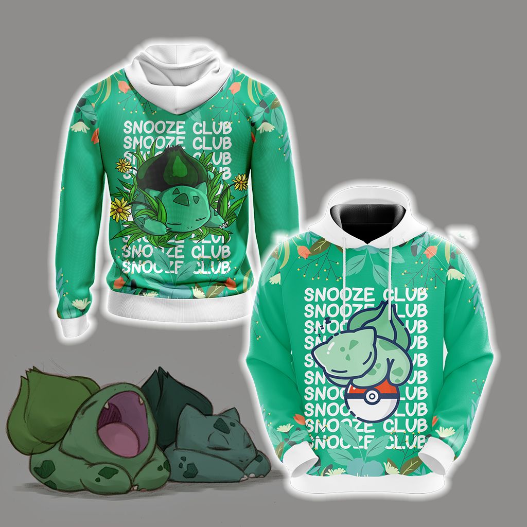 Pokemon - Bulbasaur Snooze Club Unisex 3D T-shirt Hoodie