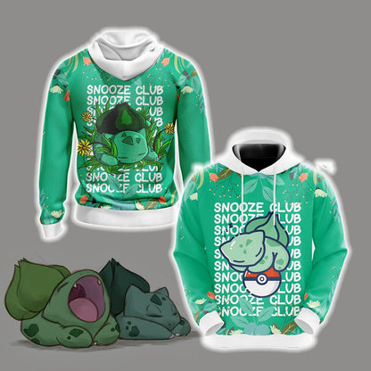 Pokemon - Bulbasaur Snooze Club Unisex 3D T-shirt Hoodie