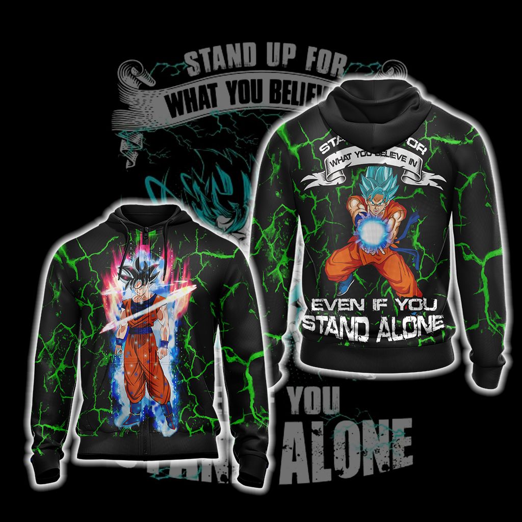 Goku - Stand Up For What You Believe Unisex 3D T-shirt Zip Hoodie