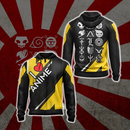 Anime Logos Unisex 3D T-shirt Zip Hoodie