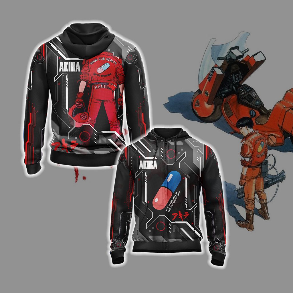 Akira New Unisex 3D T-shirt Zip Hoodie