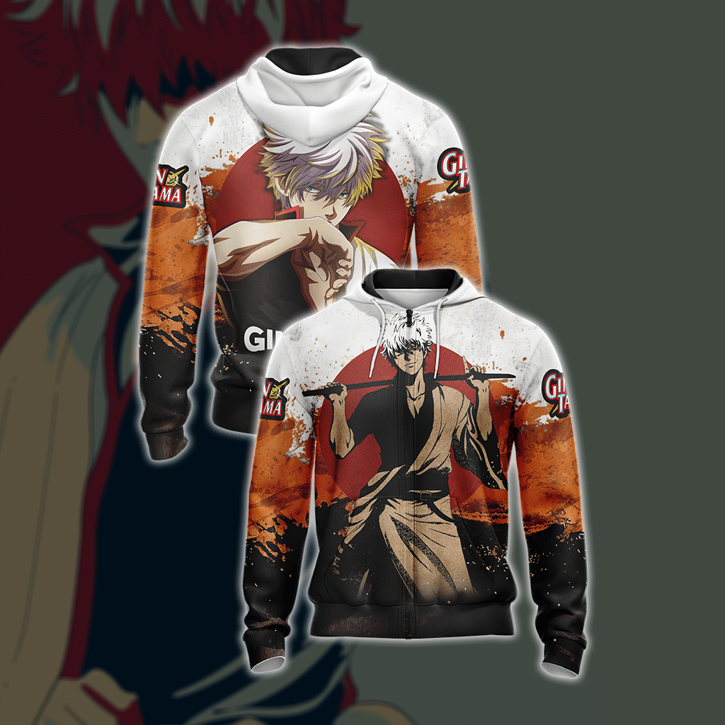 Gintama New Look Unisex 3D T-shirt Zip Hoodie