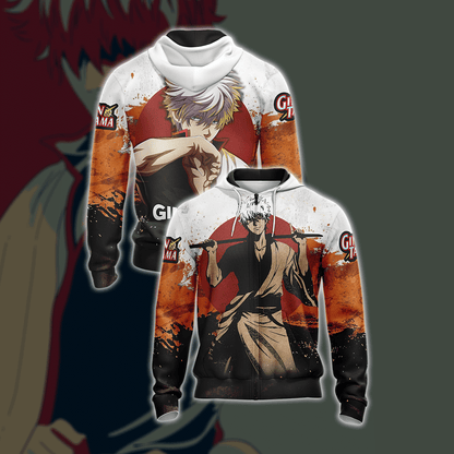 Gintama New Look Unisex 3D T-shirt Zip Hoodie