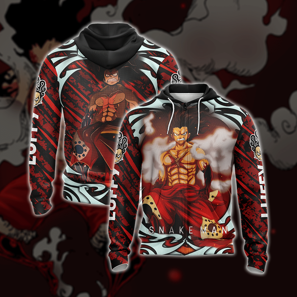 One Piece Luffy Snakeman Unisex 3D T-shirt Zip Hoodie