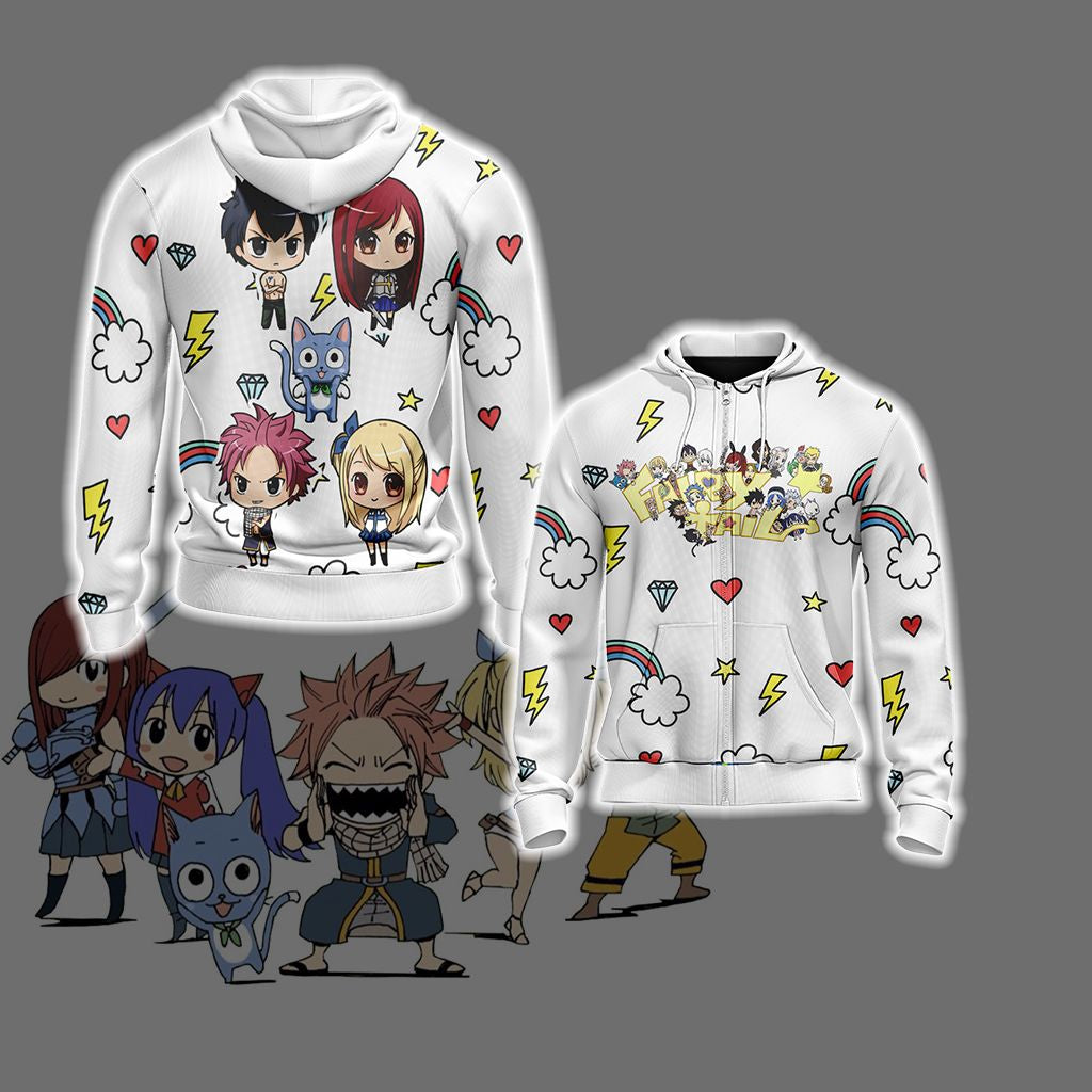 Fairy Tail Chibi Unisex 3D T-shirt Zip Hoodie