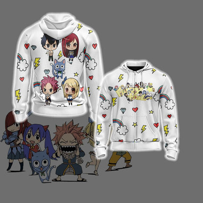 Fairy Tail Chibi Unisex 3D T-shirt Zip Hoodie