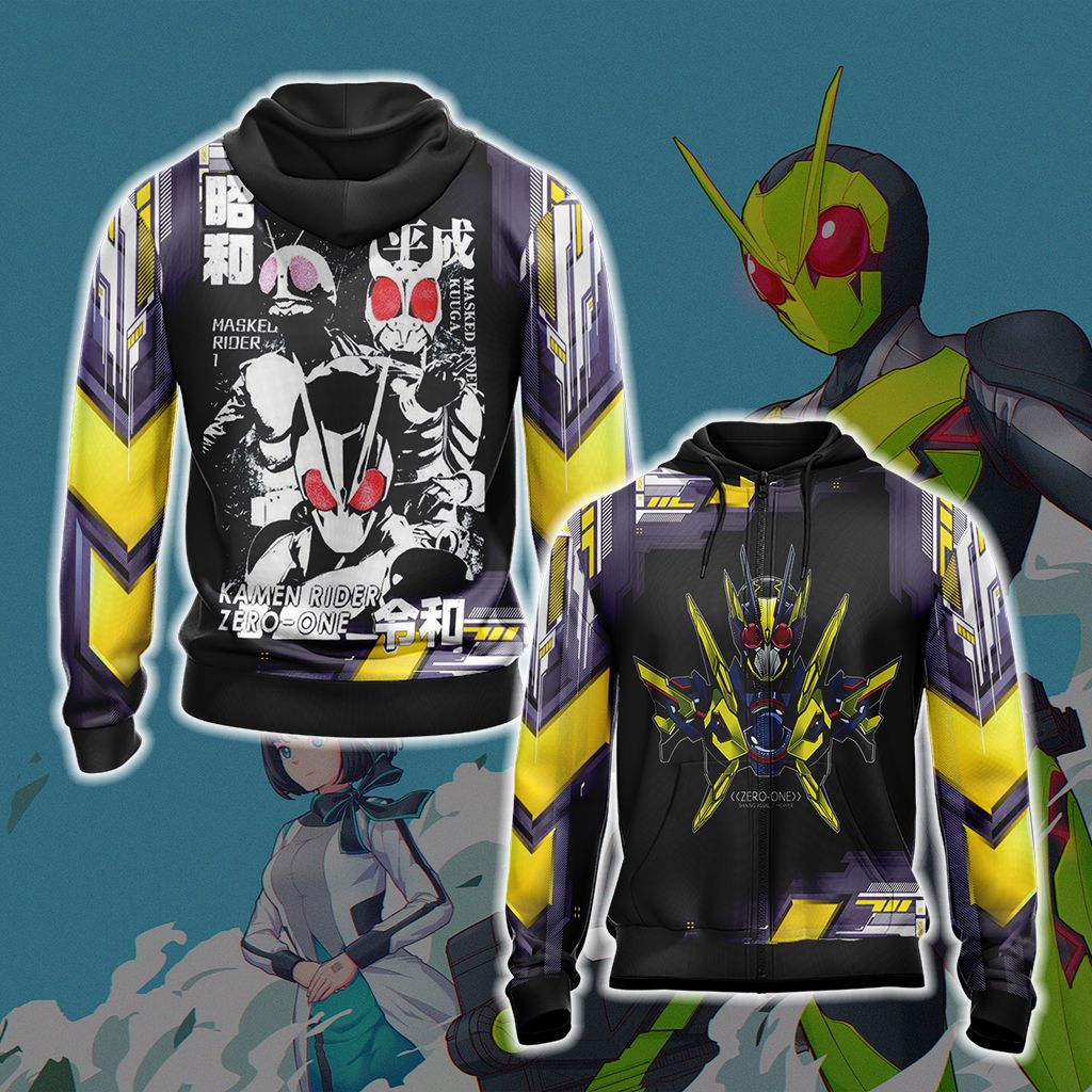 Kamen Rider Zero One Unisex 3D T-shirt Zip Hoodie