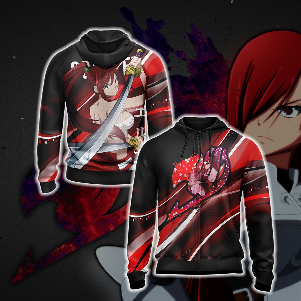 Fairy Tail - Erza Scarlet New Style Unisex 3D T-shirt Zip Hoodie