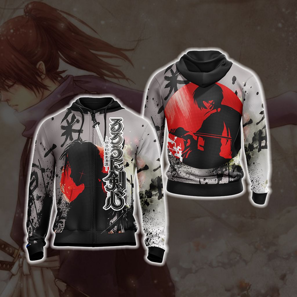 Rurouni Kenshin New Look Unisex 3D T-shirt Zip Hoodie