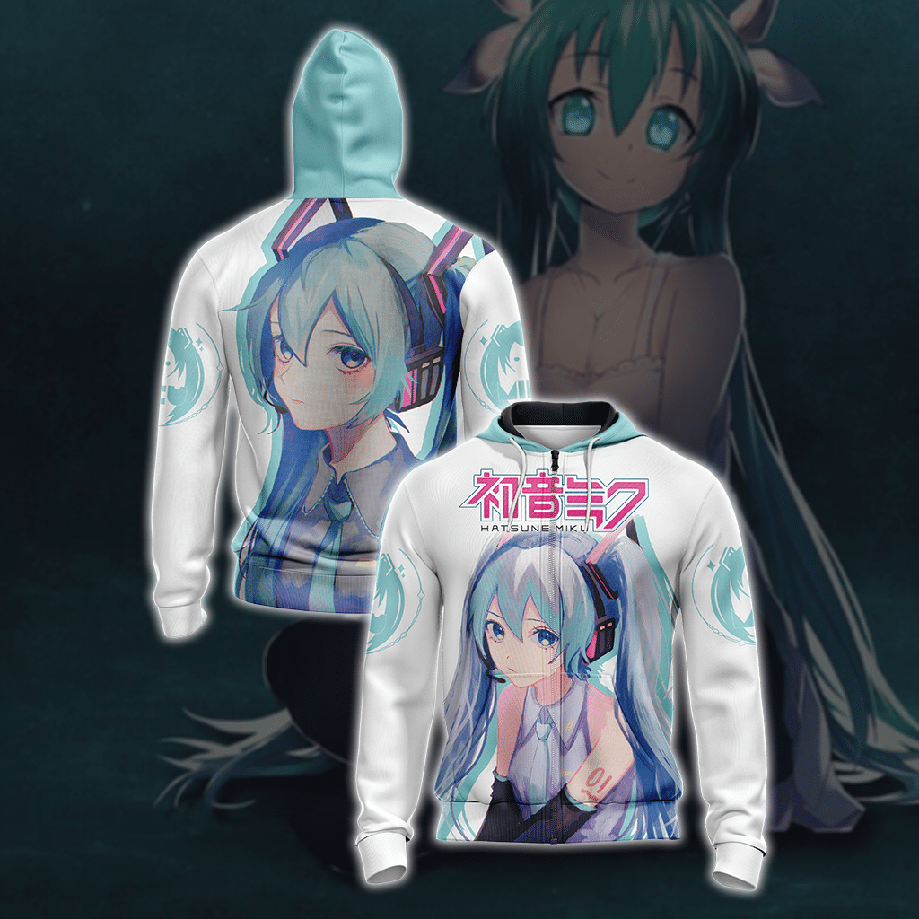 Hatsune Miku Unisex 3D T-shirt Zip Hoodie
