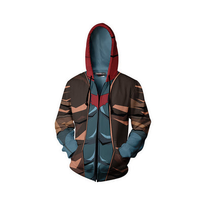 Red Hood Batman Cosplay Zip Up Hoodie Jacket