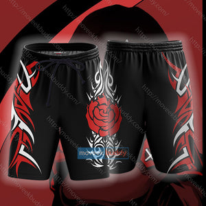 RWBY Ruby Rose Symbol Unisex 3D T-shirt Beach Shorts S 