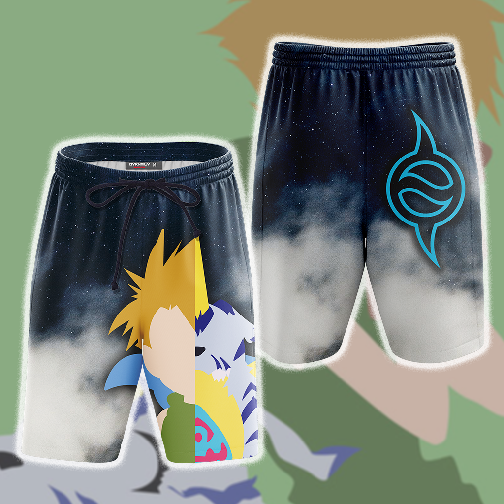 Digimon Yamato Ishida And Gabumon Minimalist Beach Shorts S  