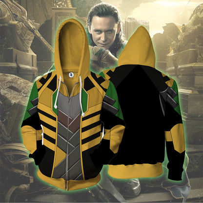 Loki Cosplay Zip Up Hoodie Jacket 5XL