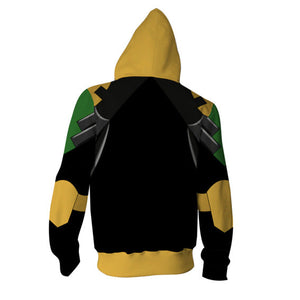 Loki Cosplay Zip Up Hoodie Jacket   