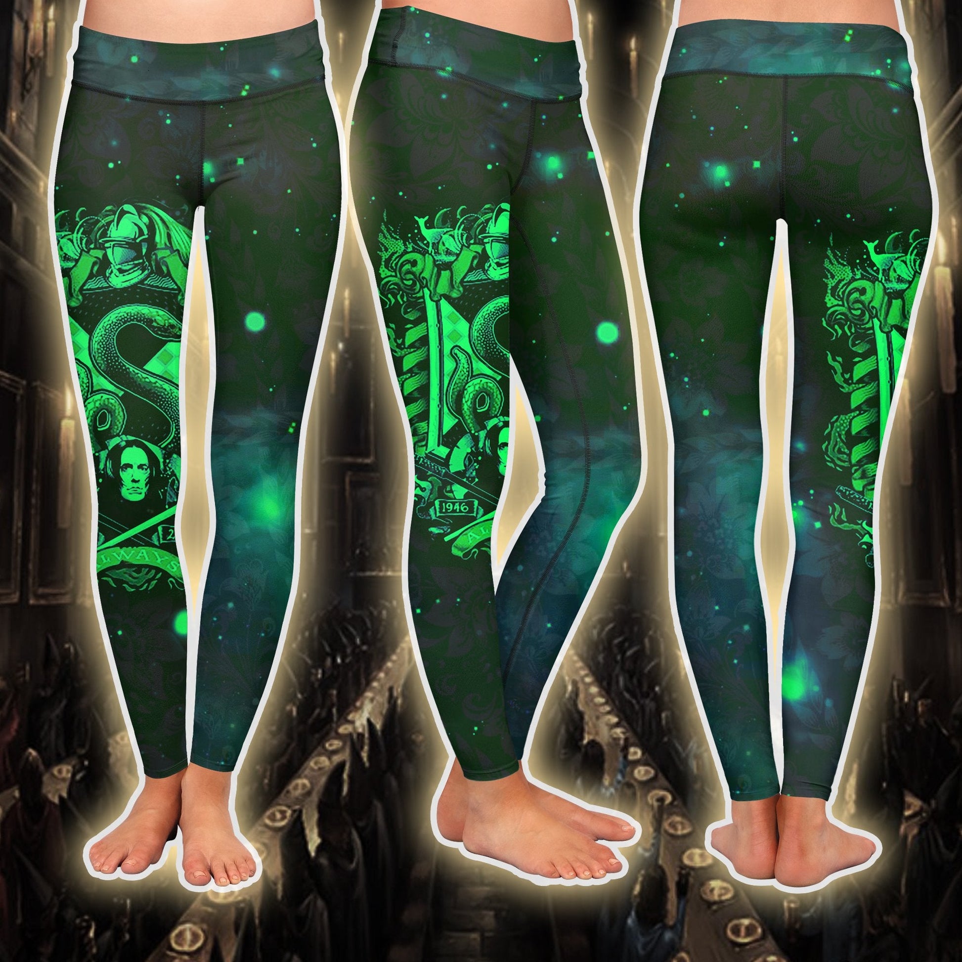 The Slytherin Snake Harry Potter Version Galaxy 3D Leggings S  