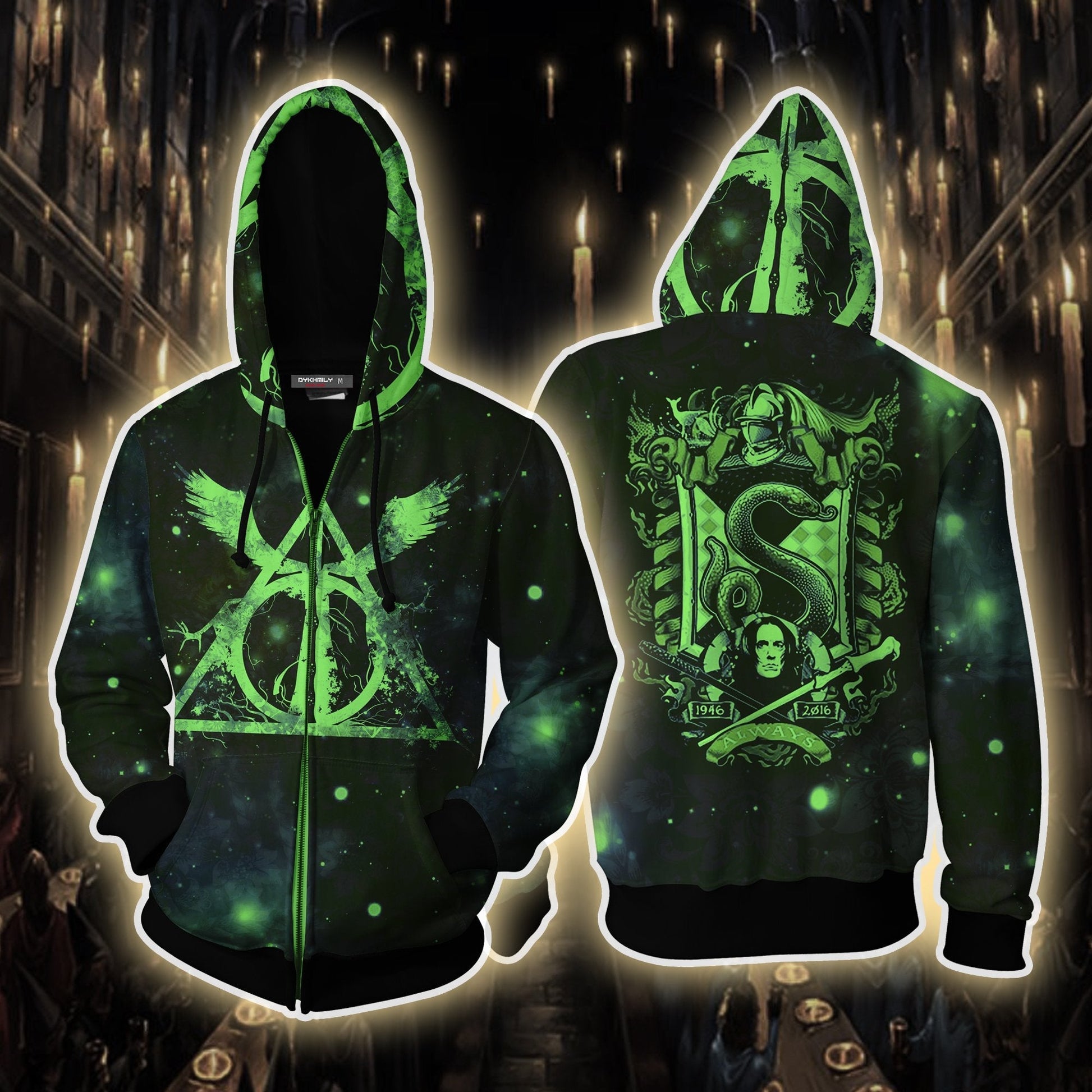 The Slytherin Snake Harry Potter Version Galaxy Unisex 3D T-shirt Zip Hoodie S