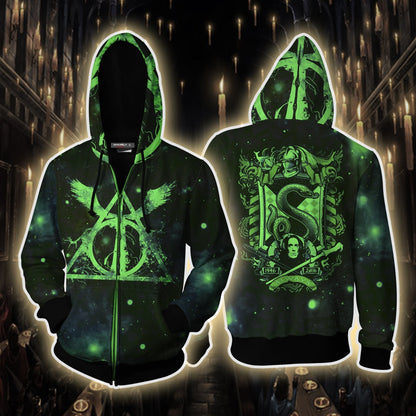 The Slytherin Snake Harry Potter Version Galaxy Unisex 3D T-shirt Zip Hoodie S