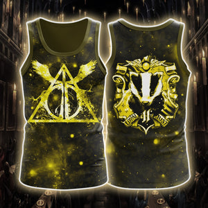 The Hufflepuff Badger Harry Potter Version Galaxy Unisex 3D T-shirt Tank Top S 