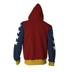 Wonder Woman Cosplay Zip Up Hoodie Jacket   