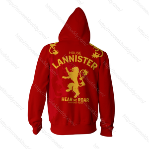 House Lannister Game Of Thrones Zip Up Hoodie   