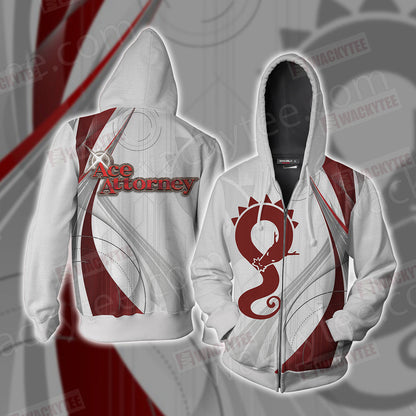 Ace Attorney - Defiant Dragon logo Unisex 3D T-shirt Zip Hoodie