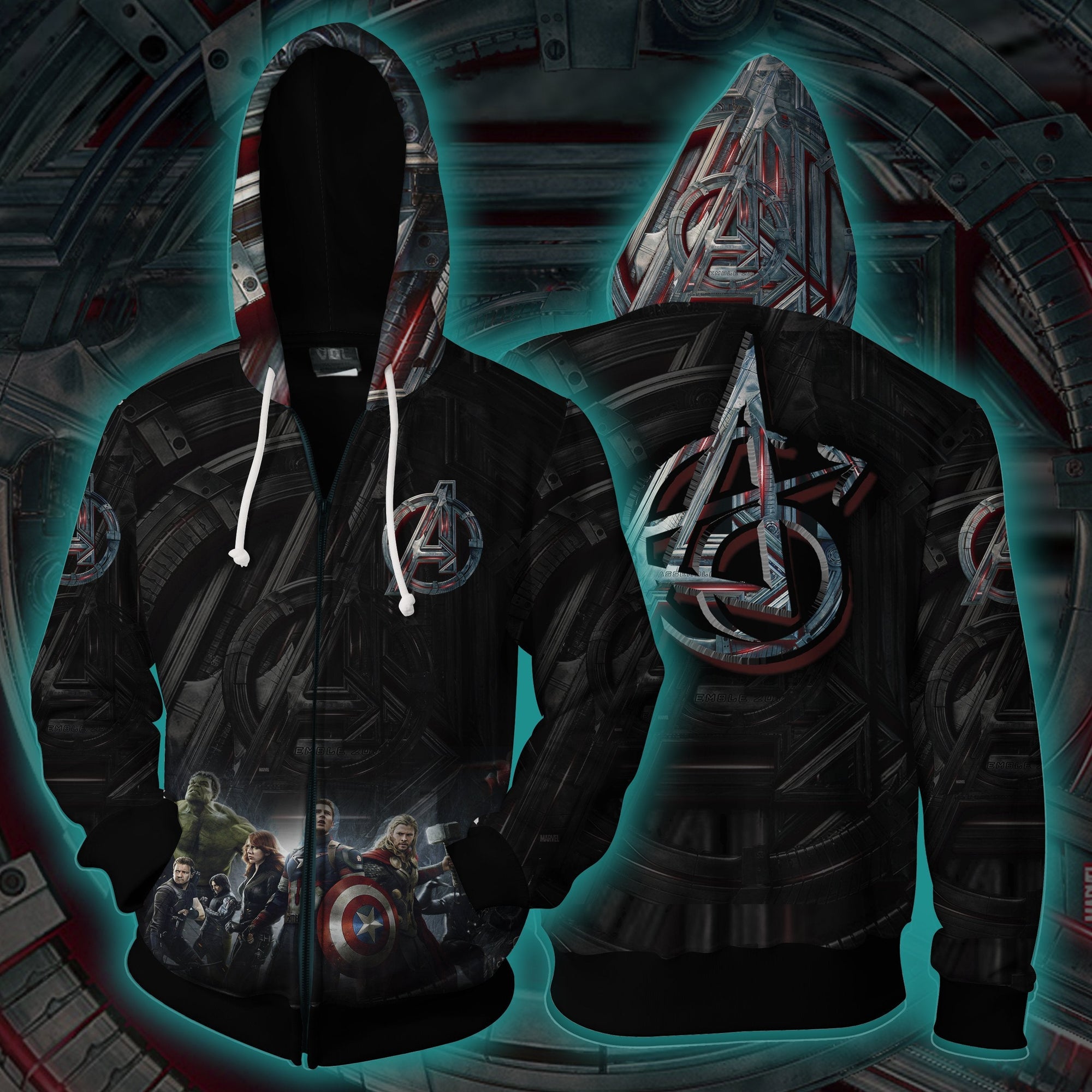 The Avengers Tattoo Zip Up Hoodie XS  