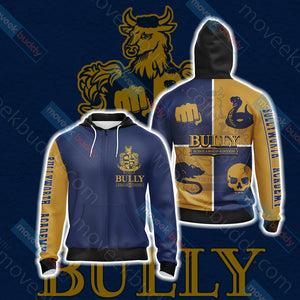 Bully Unisex 3D T-shirt Zip Hoodie XS 