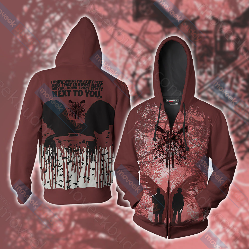 Supernatural Unisex 3D T-shirt Zip Hoodie