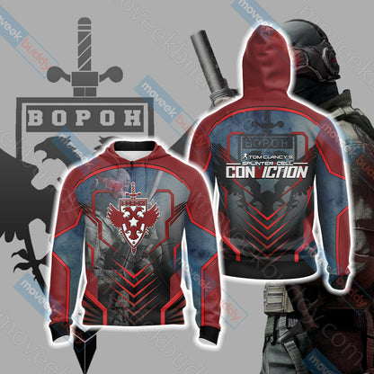 Tom Clancy's Splinter Cell: Conviction BopoH Logo Unisex 3D T-shirt Zip Hoodie