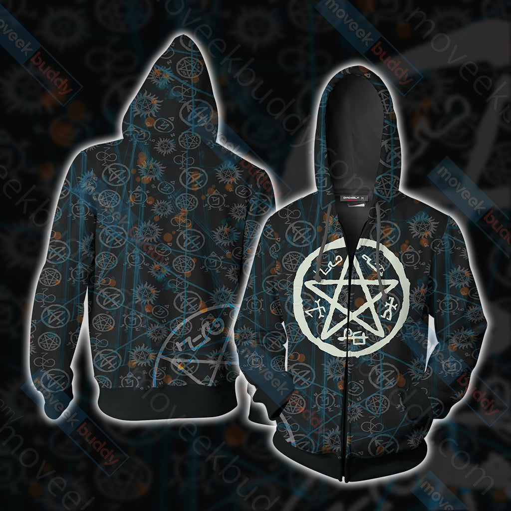 Supernatural - Devil's trap Unisex 3D T-shirt Zip Hoodie