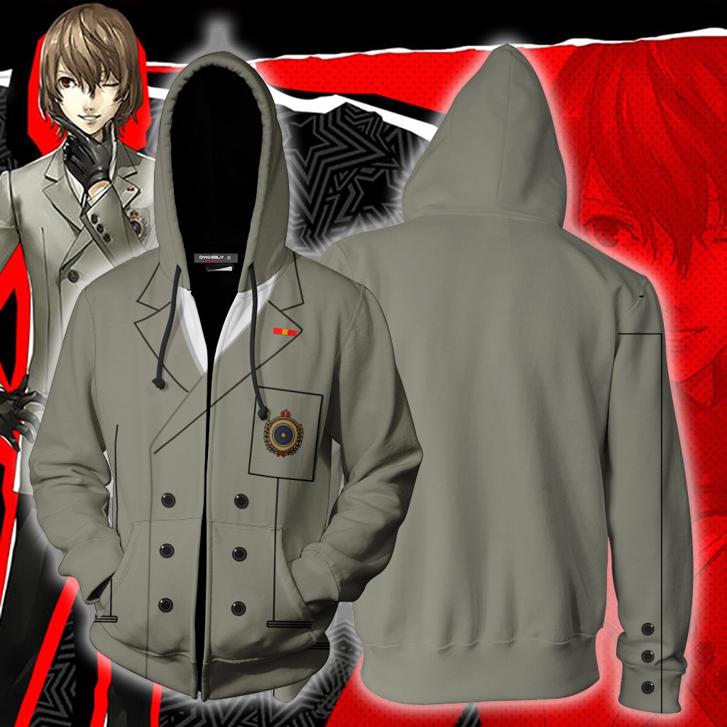 Persona 5 Goro Akechi Cosplay Zip Up Hoodie Jacket 5XL