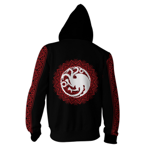 House Targaryen Game Of Thrones New Zip Up Hoodie   