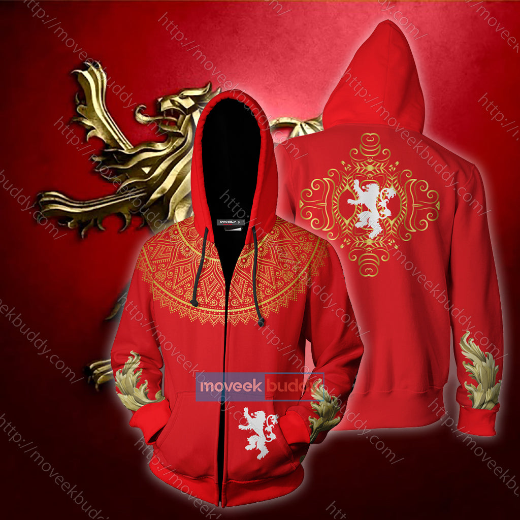 House Lannister Game Of Thrones New Zip Up Hoodie XS  