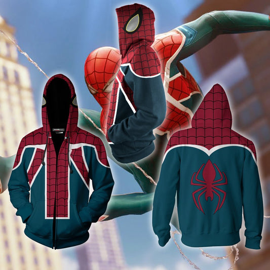 PS4 Spider-UK Cosplay New Look Zip Up Hoodie Jacket 5XL