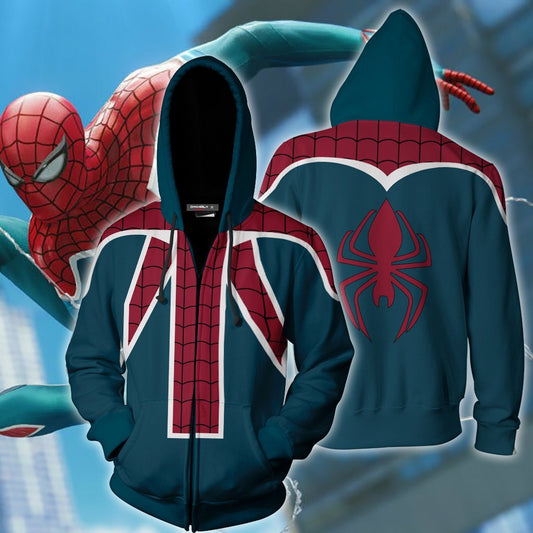 Spider-UK Cosplay PS4 New Look Zip Up Hoodie Jacket Version 1