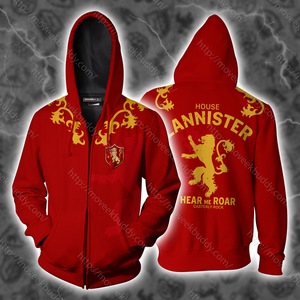 House Lannister Game Of Thrones Zip Up Hoodie XS  