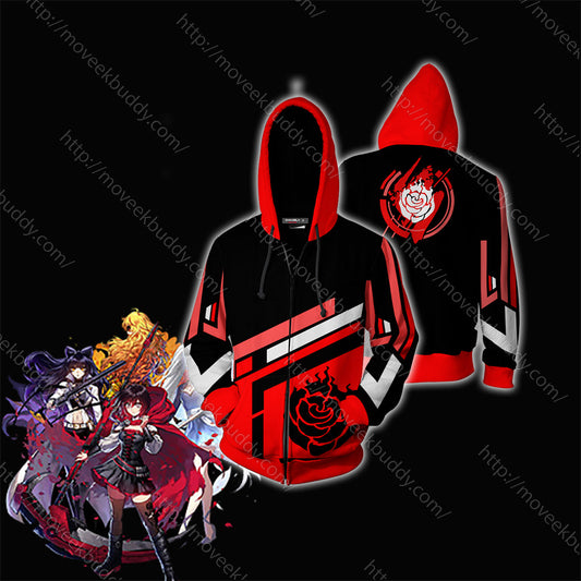 RWBY Ruby Rose New Zip Up Hoodie 5XL