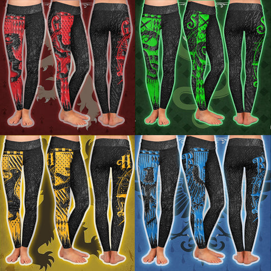 Harry Potter Hogwarts House Gryffindor Slytherin Ravenclaw Hufflepuff Leggings