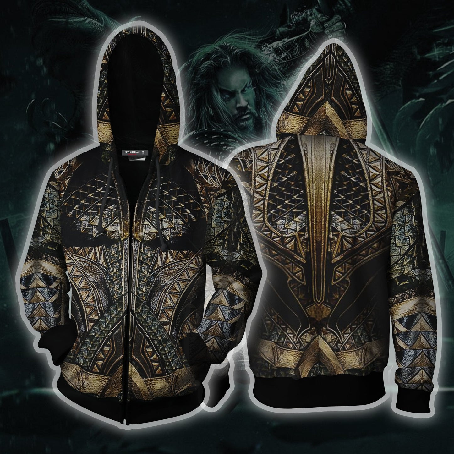 Aquaman Cosplay Zip Up Hoodie Jacket 5XL
