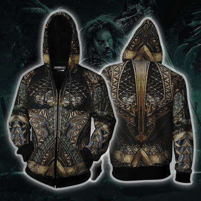 Aquaman Cosplay Zip Up Hoodie Jacket 5XL