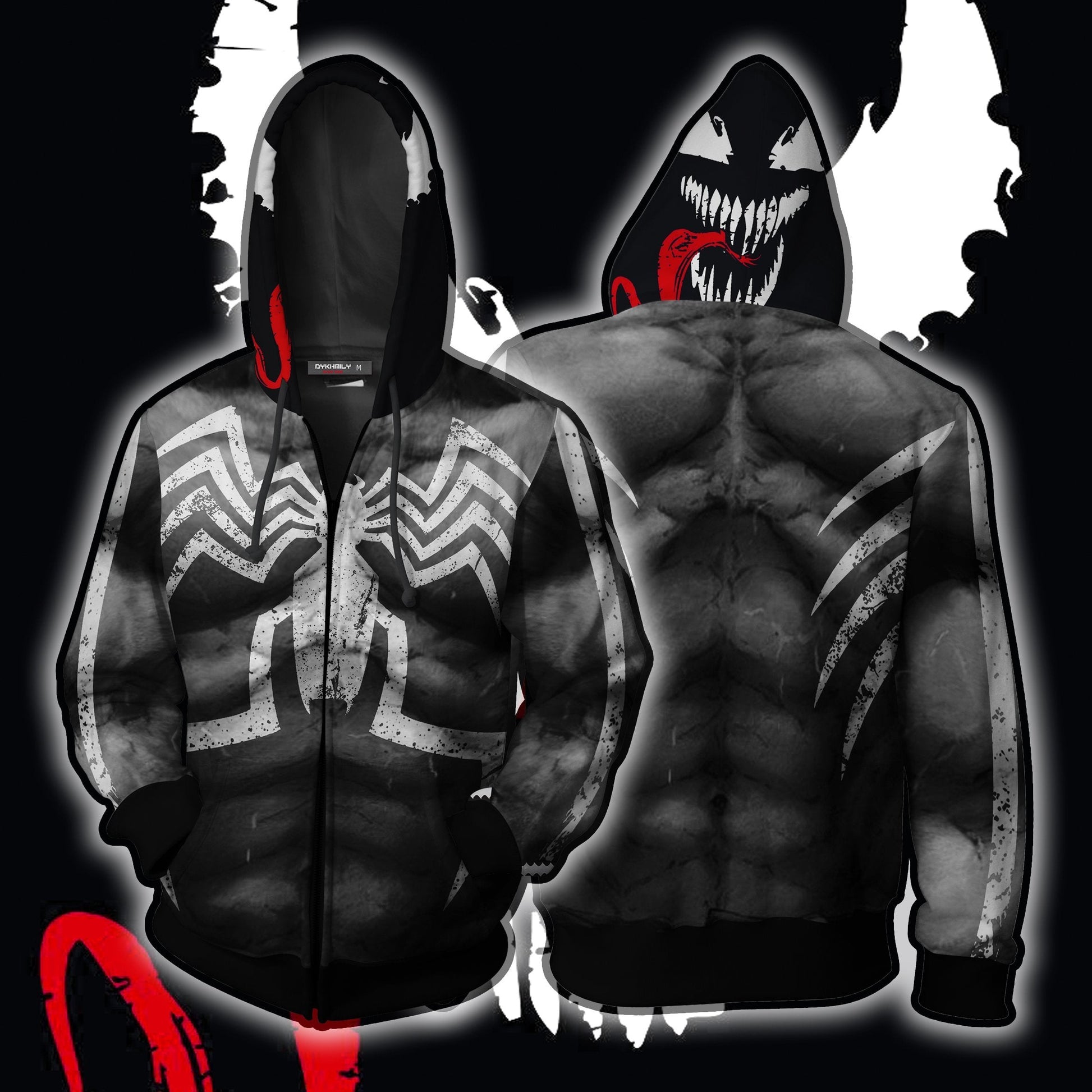 Venom Marvel Fan Zip Up Hoodie 5XL
