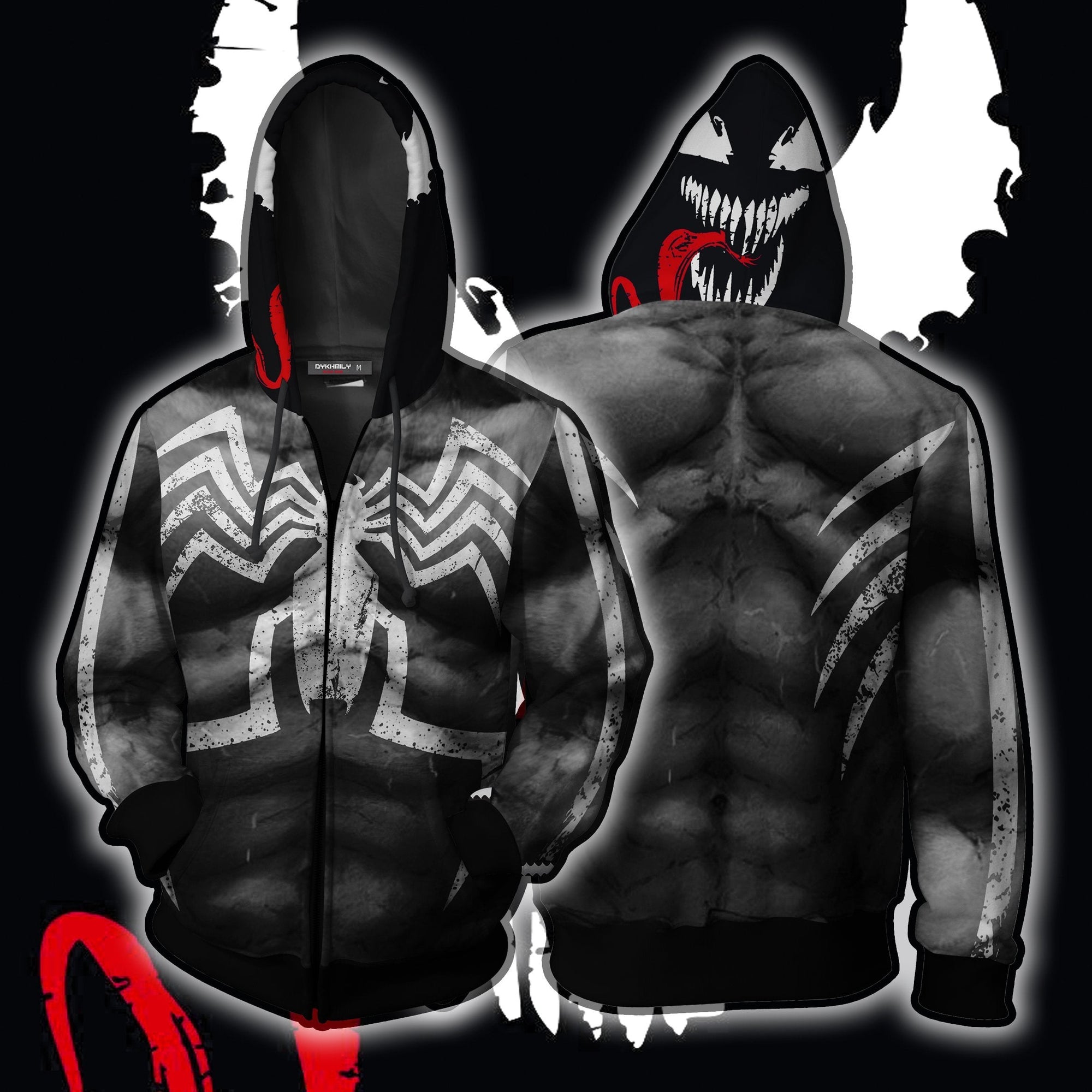 Venom Marvel Fan Zip Up Hoodie XS  