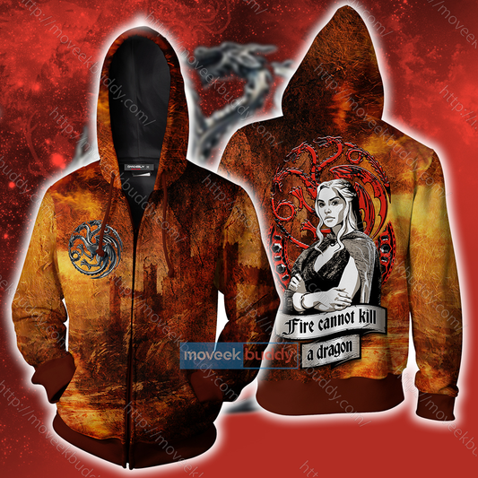 Daenerys Targaryen Game Of Thrones Zip Up Hoodie 5XL