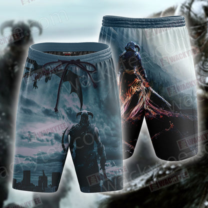 The Elder Scrolls V: Skyrim-Dovahkiin Unisex 3D T-shirt Beach Shorts