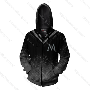 RWBY Mercury Black Symbol Zip Up Hoodie   