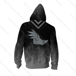 RWBY Mercury Black Symbol Zip Up Hoodie   