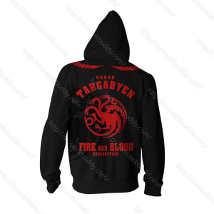 House Targaryen Game Of Thrones Zip Up Hoodie   