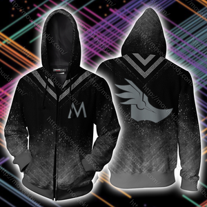 RWBY Mercury Black Symbol Zip Up Hoodie XS  